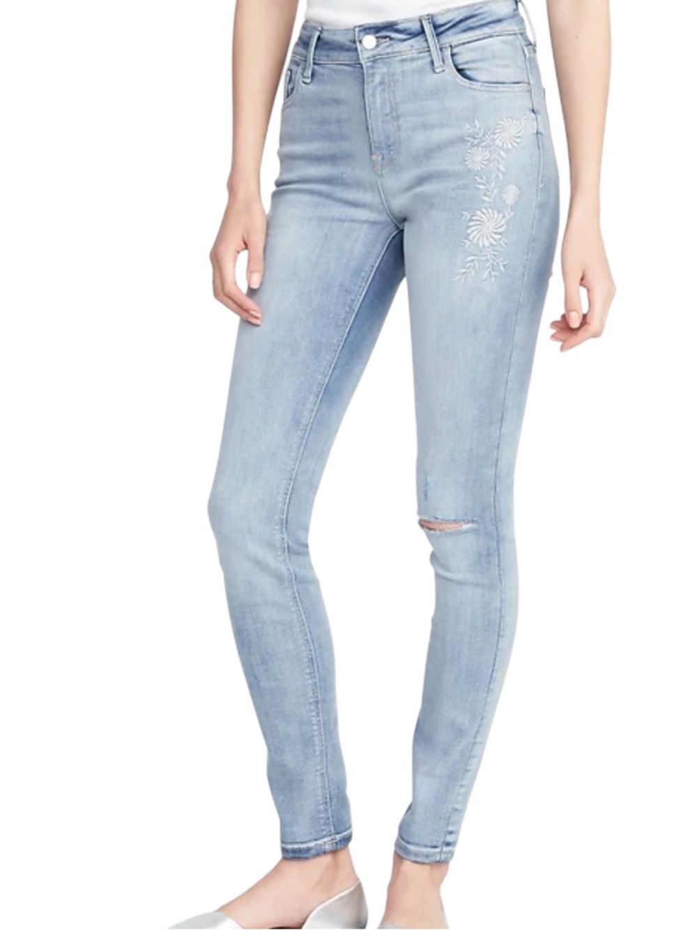 Old Navy Rockstar mid rise floral embroidered skinny jeans